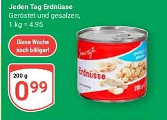 Jeden Tag Erdnüsse, geröstet und gesalzen, 200 g