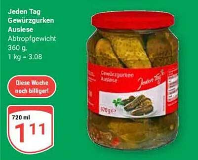 Jeden Tag Gewürzgurken Auslese 720 ml