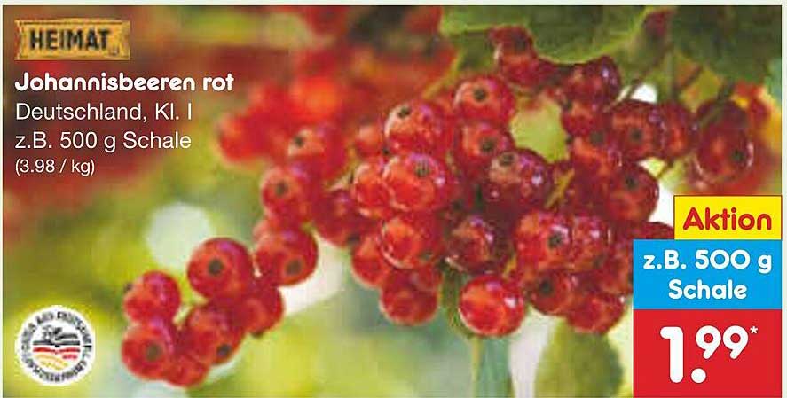 Johannisbeeren rot, Deutschland, Kl. I, z.B. 500 g Schale