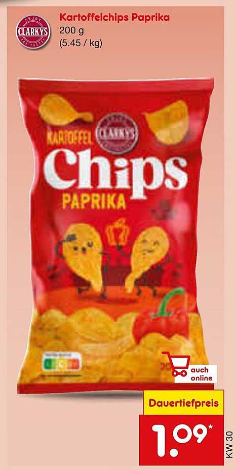 Kartoffelchips Paprika 200 g (Dauertiefpreis 1,09 €)