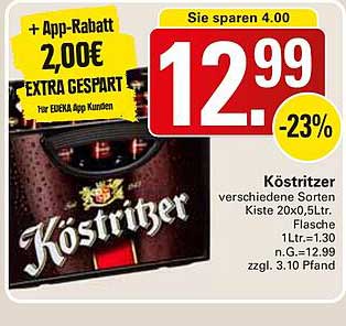 Köstritzer Bier Kiste 20x0,5L für 12,99 €