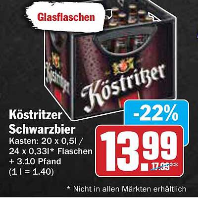Köstritzer Schwarzbier Kasten - 22% Rabatt!