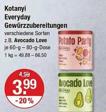 Kotanyi Everyday Gewürzzubereitungen – Avocado Love und Potato Party