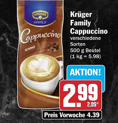 Krüger Family Cappuccino verschiedene Sorten 500 g Beutel (1 kg = 5,98)
