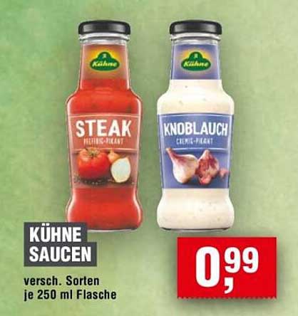 KÜHNE SAUCEN - STEAK und KNOBLAUCH, je 250 ml Flasche