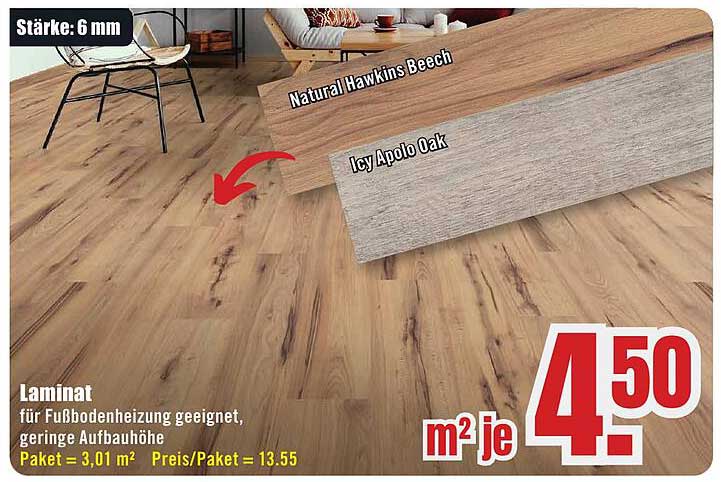 Laminat für Fußbodenheizung - 6 mm Stärke