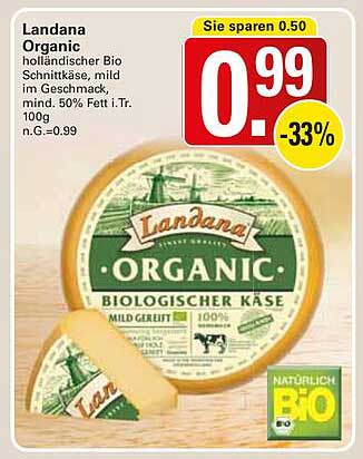 Landana Organic holländischer Bio Schnittkäse
