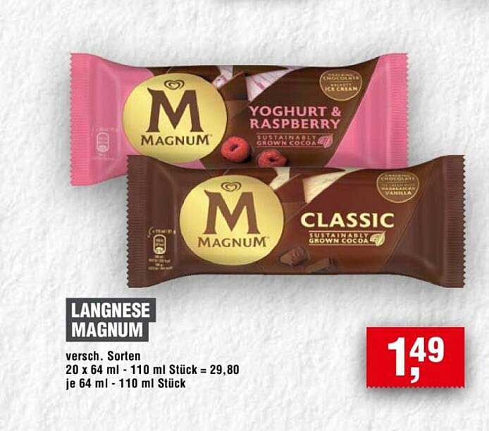 Langnese Magnum Eis, verschiedene Sorten
