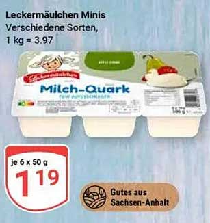 Leckermäulchen Minis Milch-Quark, verschiedene Sorten, je 6 x 50 g