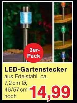 LED-Gartenstecker 3er-Pack aus Edelstahl