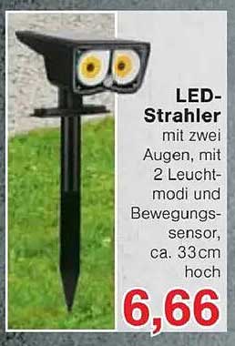 LED-Strahler mit zwei Augen, mit 2 Leuchtmodi und Bewegungs-sensor, ca. 33cm hoch