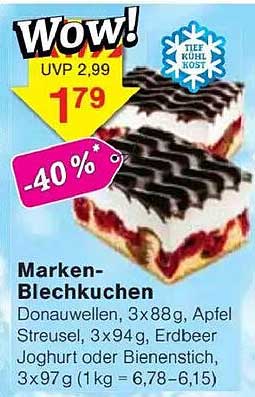 Marken-Blechkuchen – Donauwellen, Apfel Streusel, Erdbeer Joghurt oder Bienenstich