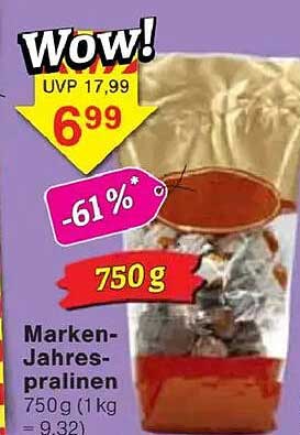 Marken-Jahrespralinen 750 g - Köstlicher Genuss zu einem unschlagbaren Preis!