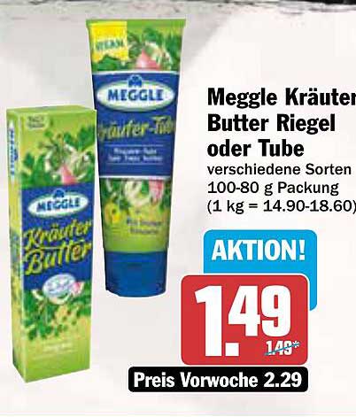 Meggle Kräuter Butter Riegel oder Tube