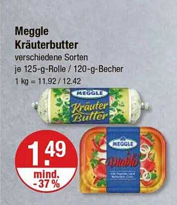 Meggle Kräuterbutter verschiedene Sorten je 125-g-Rolle / 120-g-Becher