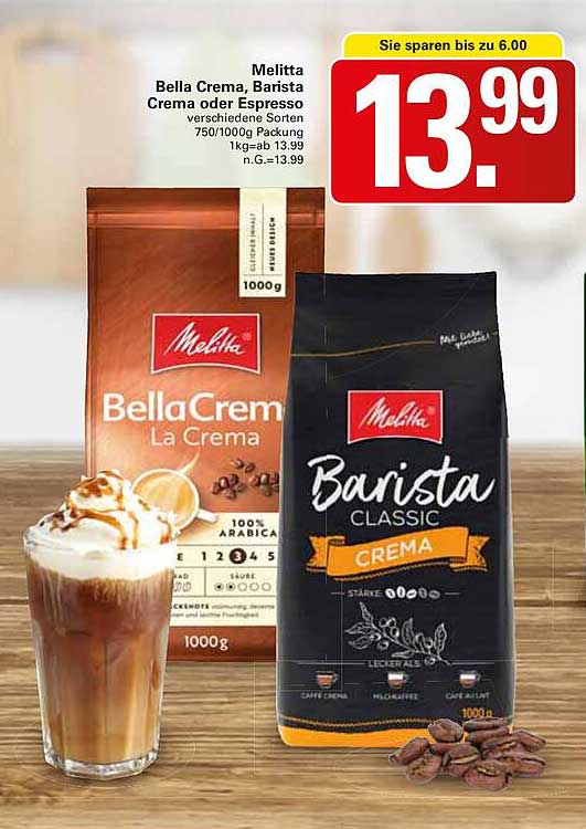 Melitta Bella Crema, Barista Crema oder Espresso 1000g