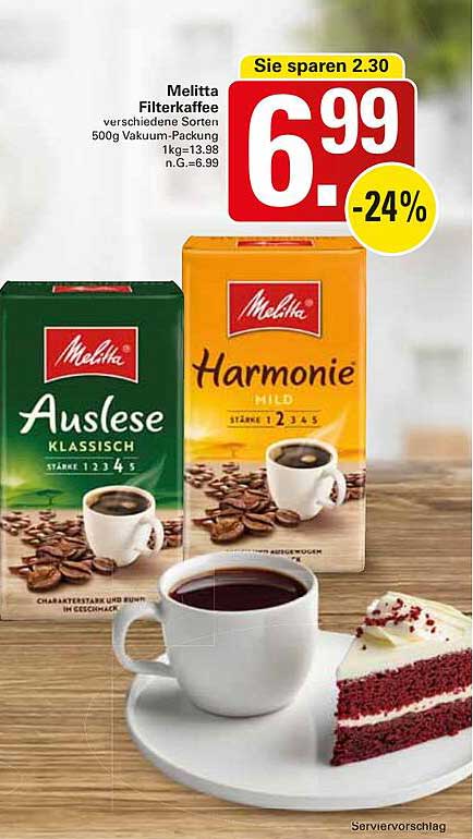 Melitta Filterkaffee verschiedene Sorten 500g Vacuum-Packung