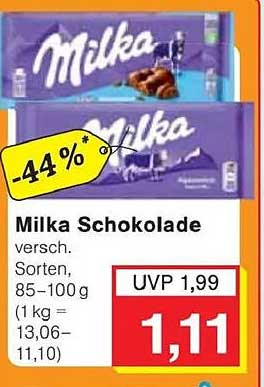Milka Schokolade - Verschiedene Sorten