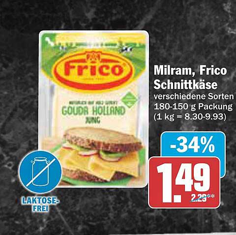 Milram Frico Schnittkäse, verschiedene Sorten, 180-150 g Packung