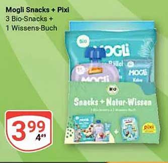 Mogli Snacks + Pixi - 3 Bio-Snacks + 1 Wissens-Buch