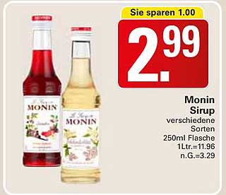 Monin Sirup verschiedene Sorten 250ml Flasche