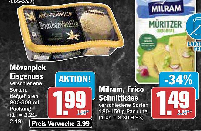 Mövenpick Eisgenuss - verschiedene Sorten, tiefgefroren