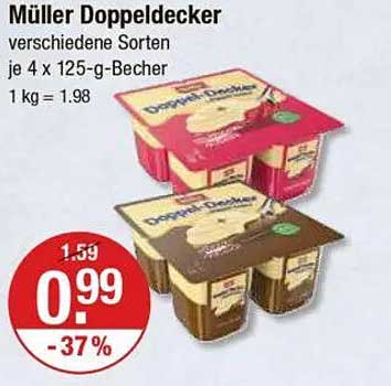 Müller Doppeldecker - verschiedene Sorten je 4 x 125-g-Becher