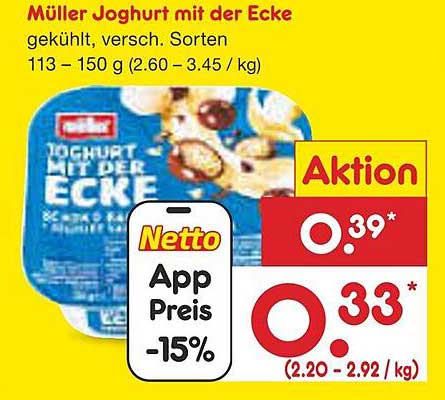 Müller Joghurt mit der Ecke, gekühlt, verschiedene Sorten 113 – 150 g