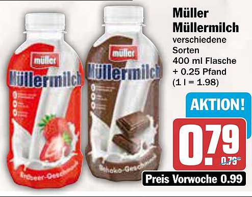 Müller Müller-milch verschiedene Sorten 400 ml Flasche
