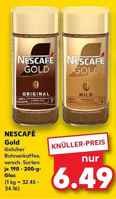 NESCAFÉ Gold löslicher Bohnenkaffee 190-200 g