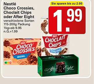 Nestlé Choco Crossies, Choclit Chips oder After Eight