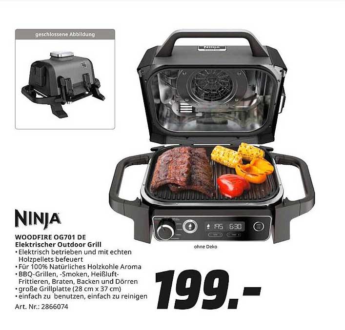Ninja Woodfire OG701 DE Elektrischer Outdoor Grill