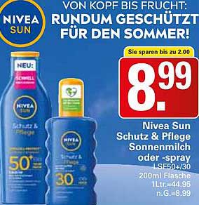 Nivea Sun Schutz & Pflege Sonnenmilch oder -spray 200ml