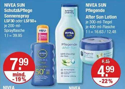 NIVEA SUN Schutz & Pflege Sonnenspray LSF 30 oder LSF 50+ 200-ml-Sprayflasche