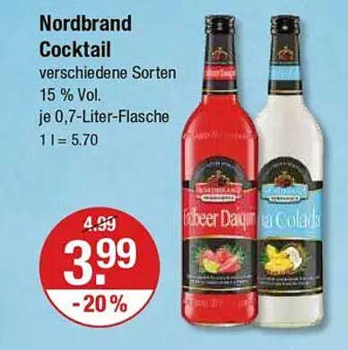 Nordbrand Cocktail verschiedene Sorten 15 % Vol. je 0,7-Liter-Flasche