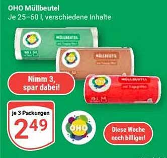 OHO Müllbeutel – Je 25–60 l, verschiedene Inhalte
