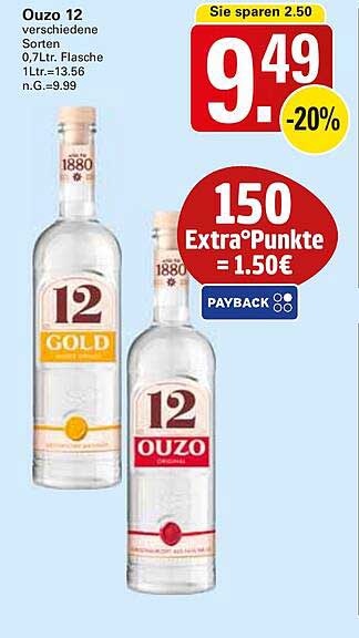 Ouzo 12 - verschiedene Sorten 0,7L Flasche