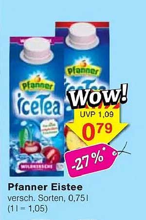 Pfanner Eistee, verschiedene Sorten, 0,75l