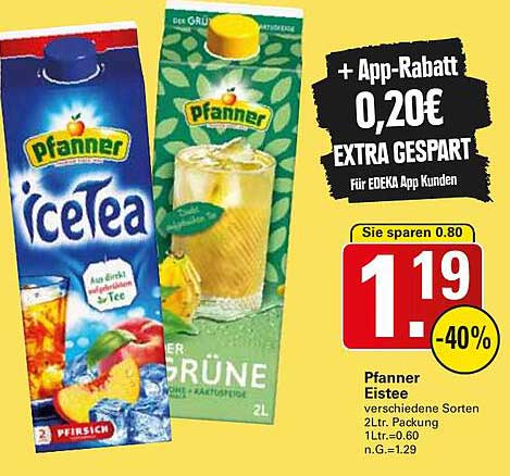 Pfanner Eistee verschiedene Sorten 2L