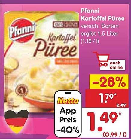 Pfanni Kartoffel Püree 1,5 Liter - bis zu 28% sparen!