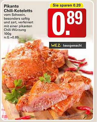 Pikante Chili-Koteletts vom Schwein 100g - nur 0,89€