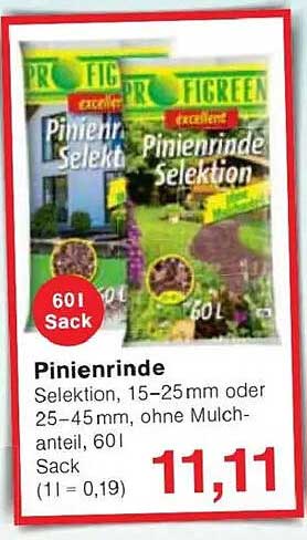 Pinienrinde Selektion 15–25 mm oder 25–45 mm, 60 l Sack