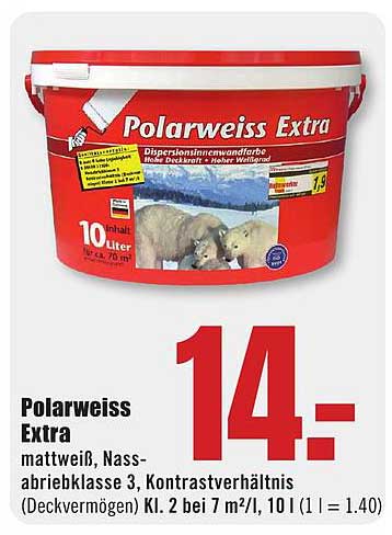 Polarweiss Extra Dispersionsinnenwandfarbe 10 Liter Eimer