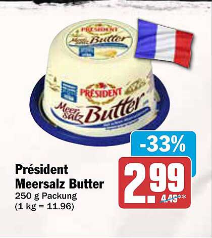 Président Meersalz Butter 250 g Packung