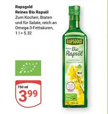Rapsgold Reines Bio Rapsöl (750 ml)