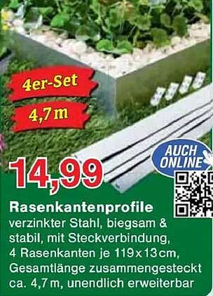 Rasenkantenprofile 4er-Set, 4,7 m