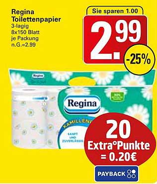 Regina Toilettenpapier 3-lagig - 8x150 Blatt