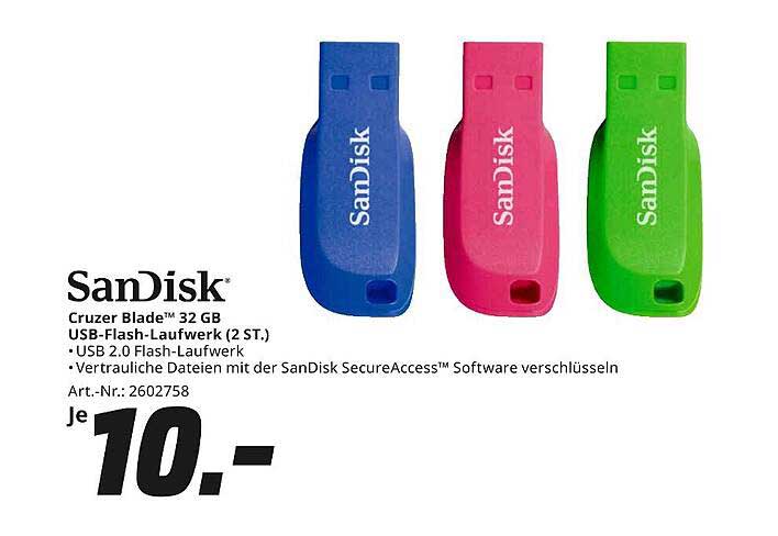 SanDisk Cruzer Blade™ 32 GB USB-Flash-Laufwerk (2 St.)
