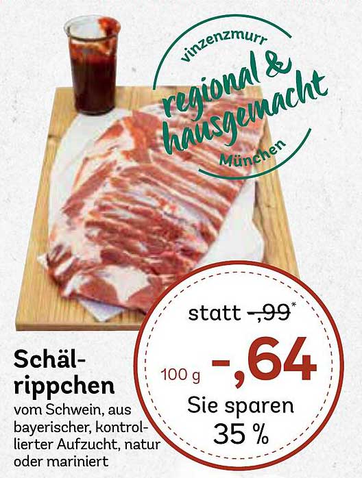 Schälrippchen vom Schwein, aus bayerischer, kontrollierter Aufzucht, natur oder mariniert