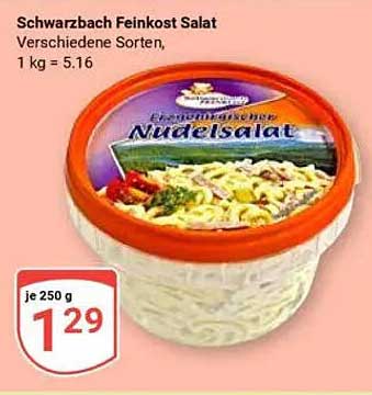 Schwarzbach Feinkost Salat, verschiedene Sorten, 250 g für nur 1,29 €